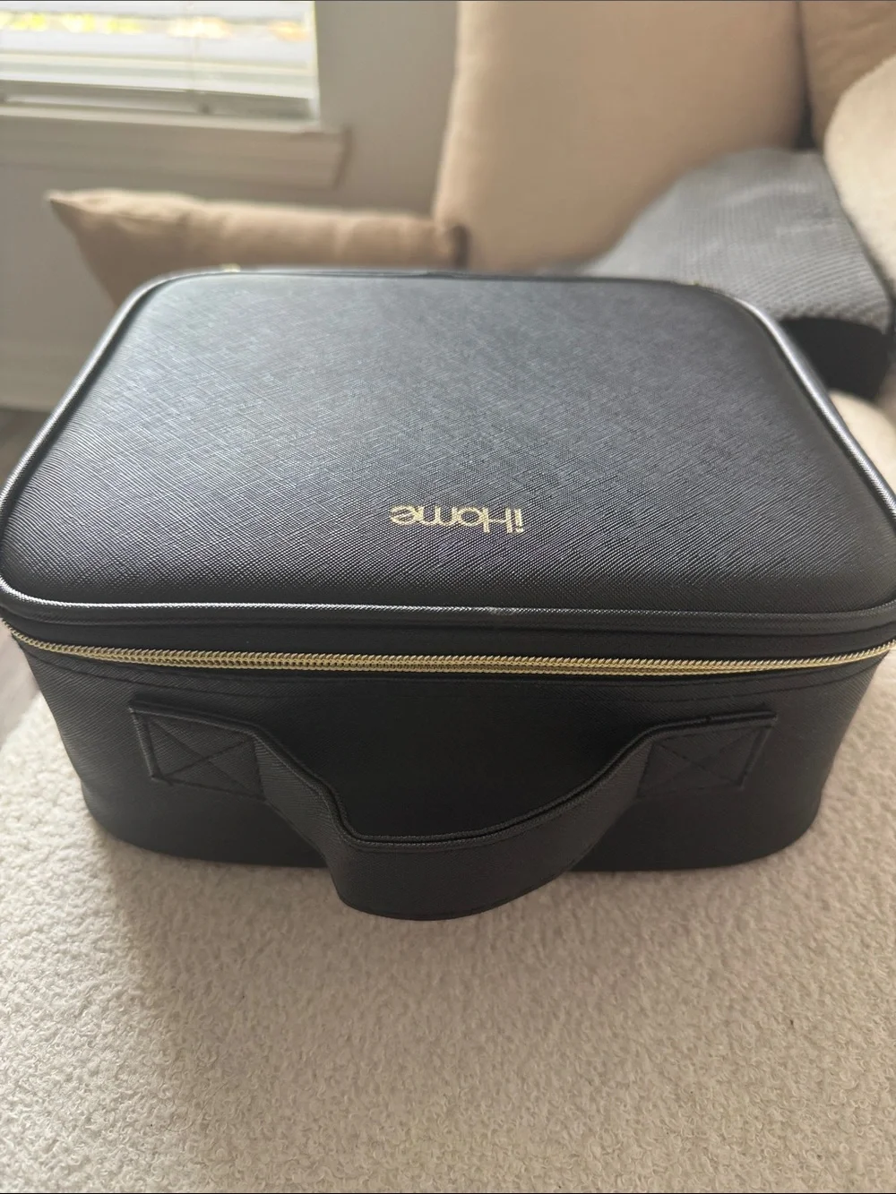 iHome Black Travel Storage Case with Top Handle and Gold Logo
